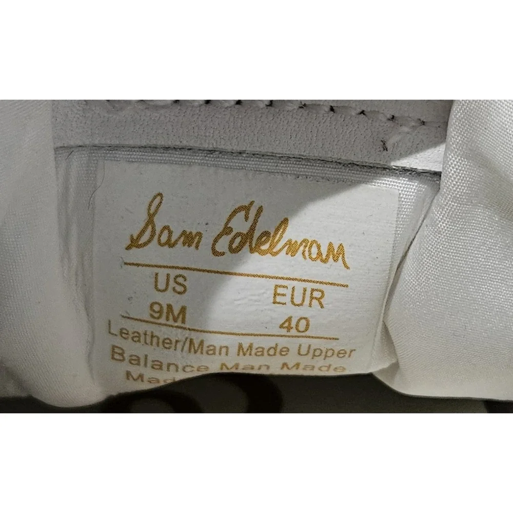 Sam‎ Edelman Womens Size 9 White Green Leather Lace Up Sneakers Casual Low Top